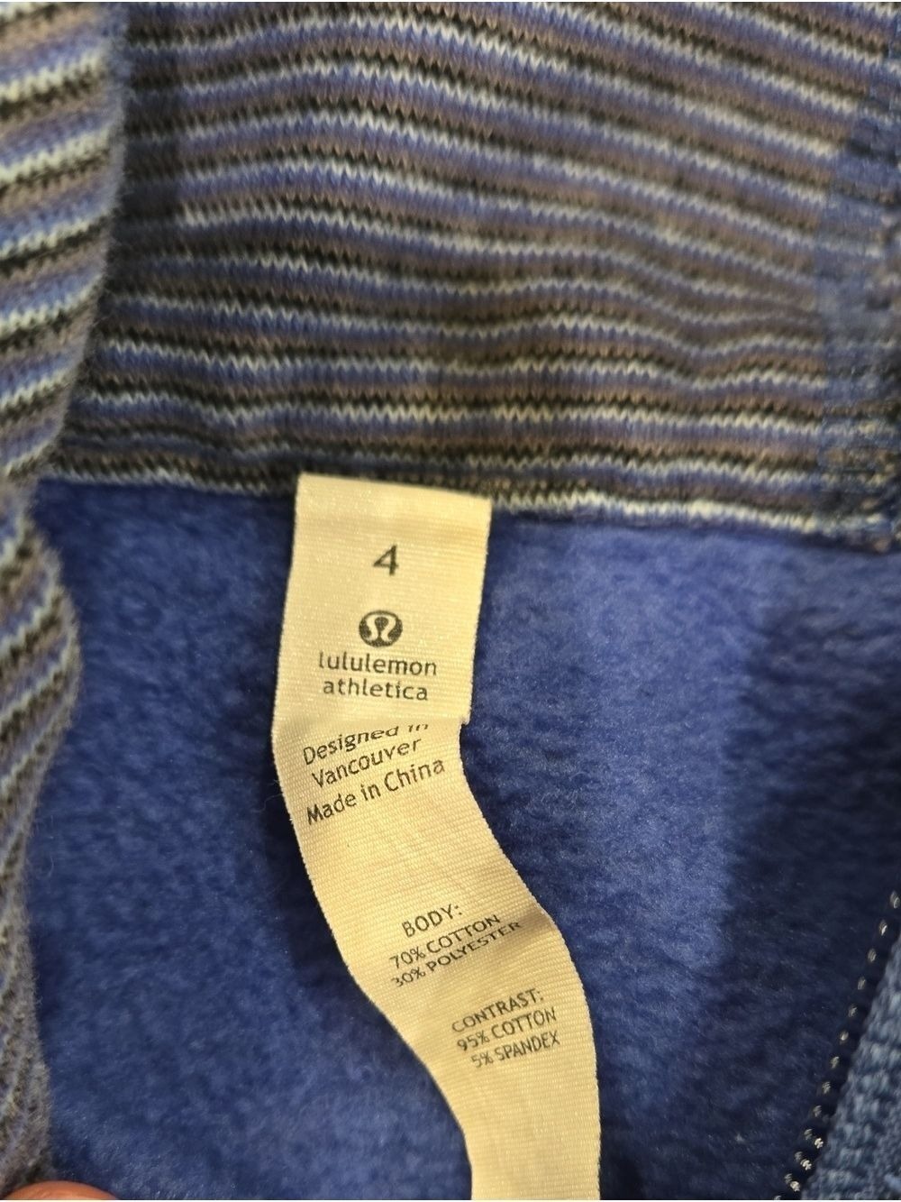 Lululemon Blue Microstripe Rocksteady Active Sciba Full-Zip Hooded Jacket - Picture 4 of 9